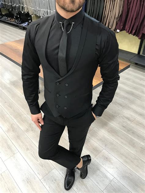 buy black slim fit wool suit  gentwithcom   shipping