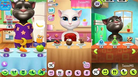 my talking tom vs my talking angela eating and work together youtube