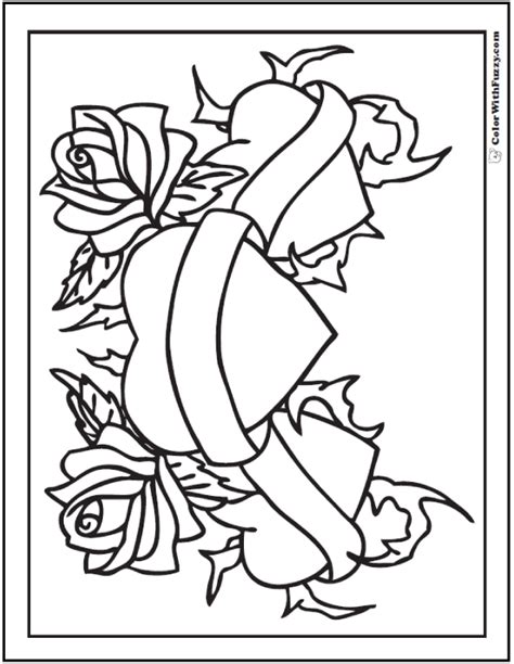 printable hearts  roses coloring pages