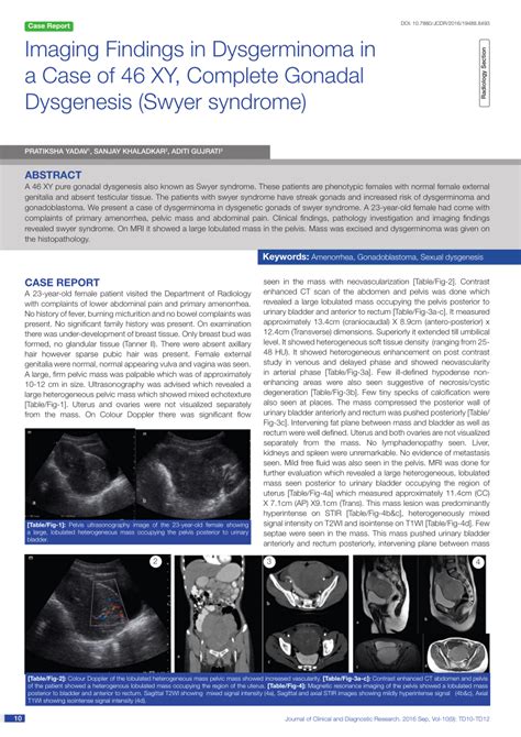 Pdf Imaging Findings In Dysgerminoma In A Case Of 46 Xy Complete