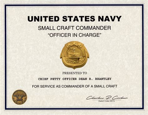 navy small craft commander certificate