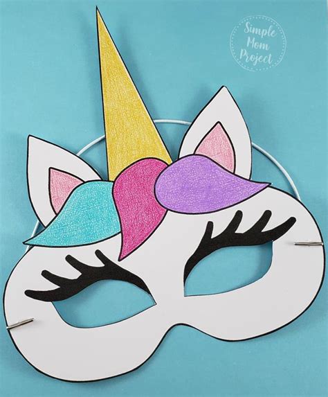 unicorn face masks   printable templates simple mom project