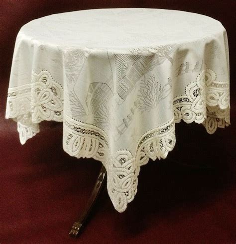 lace table topper ivory enchanted winter    livingroom bedroom