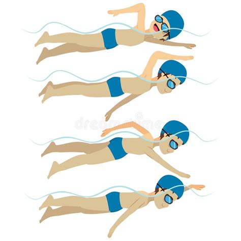 het zwemmen stijl van de mensen de vrije slag vector illustratie illustration  persoon vrij