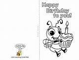 Birthday Printable Cards Coloring Color Goodbye Card Kids Happy Bee Print Adults Year Grandma Good Template Own Pages Boys Beautiful sketch template