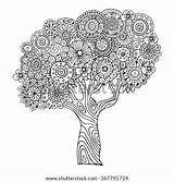 Zentangle Tree Coloring Pattern Shutterstock Vector Book Preview sketch template