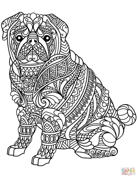 pug dog zentangle coloring page  printable coloring pages