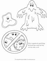 Germs Coloring Pages Germ Kids Sick Bacteria Spreading Printable Colouring Worksheets Color Print School Clipart Child Activities Kindergarten Preschool Stop sketch template