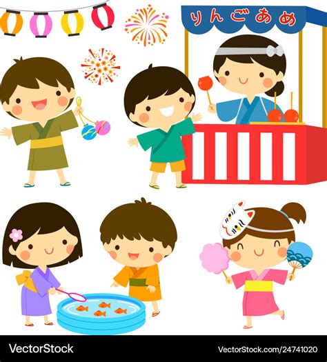 kids  summer festival  japan royalty  vector image