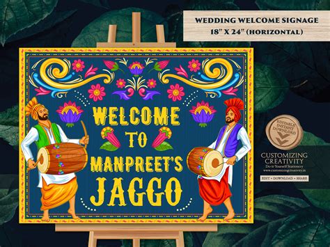 jaggo  signs  punjabi wedding decor signage jaggo etsy