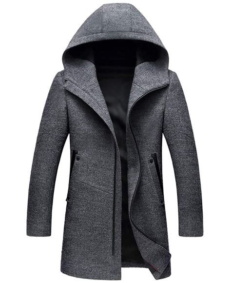 grey wool coat knee length wool coat  hood  australia