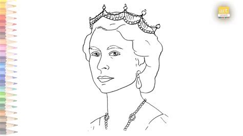 queen elizabeth ii outline drawing easy    draw queen