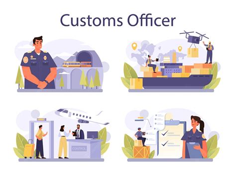 premium vector customs officer concept set