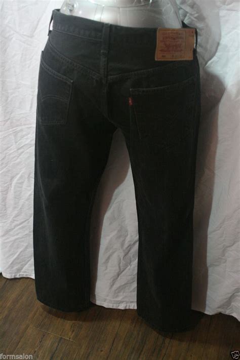 Vintage Mens 501 Levis Jeans Straight Black Denim W36 L30