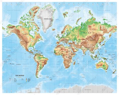 wereldkaart natuurkundig small  kaarten en atlassennl