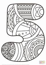 Coloring Super Paint Pages Number Five Template Zentangle sketch template