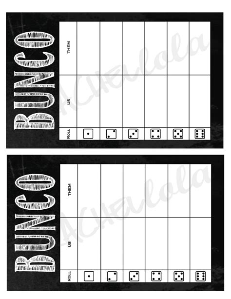 chalkboard bunco table tally sheets   tally cards etsy