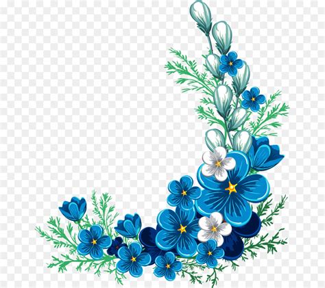 border bunga biru png
