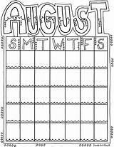 August Printable Doodle Calendar Calendars Coloring Pages Alley Monthly Classroom Doodles Kids Printables Month Months Calender Print Color Cute Planner sketch template