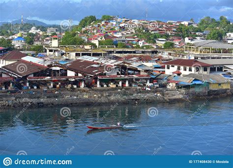 city view of manado north sulawesi editorial image