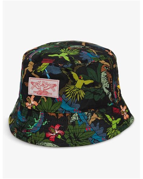 daily paper protect paradise graphic print cotton bucket hat  greenblackyellow green