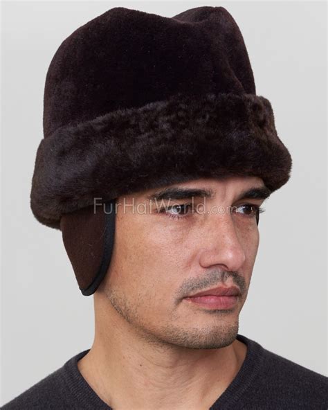 Brown Mouton Sheepskin Russian Cossack Hat