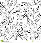 Vector Seamless Monochrome Floral Pattern Flowerbed Card Preview sketch template