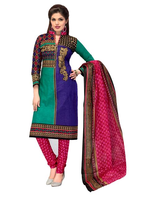 Buy Sahari Designs Womens Multi Cotton Dress Material Unstitched