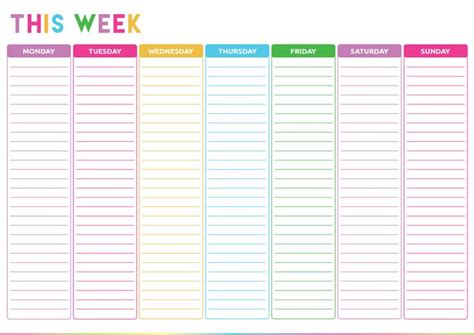 printable weekly   list printable planner template