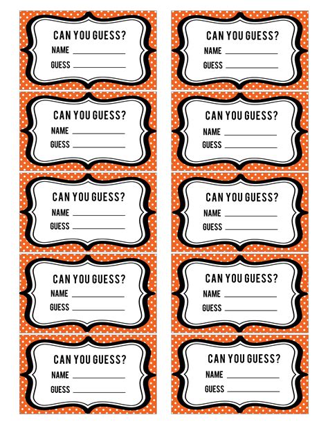 printable candy jar guessing game template  printable templates