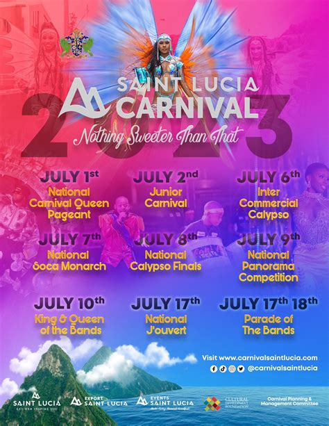 Carnival Saint Lucia On Twitter Official Calendar Of Events For Saint
