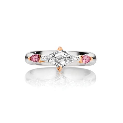 lozenge cut white  argyle pink diamond ring fine jewellery  argyle pink diamond specialists