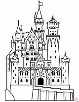 Castle Neuschwanstein Coloring Drawing Clipart Pages Bouncy Printable Kids Cartoon Paper sketch template