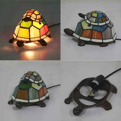 stained glass turtle table lamp child bedroom  bulb tiffany lovely