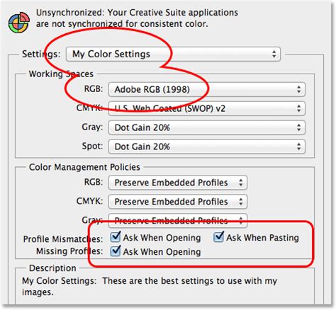sync photoshops color settings   creative suite apps