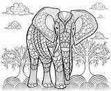 Elephant Coloring Elephants Pages Adults Pattern Adult Justcolor Animals sketch template