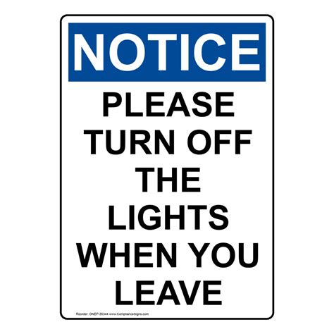 portrait osha  turn   lights  sign onep