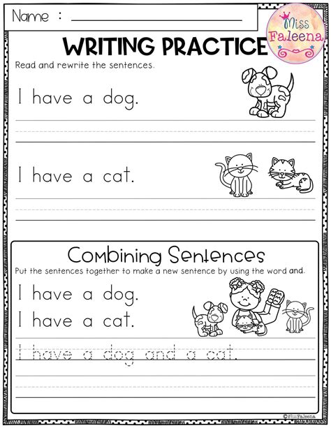 worksheet  preschool kindergarten worksheets sentences unsc