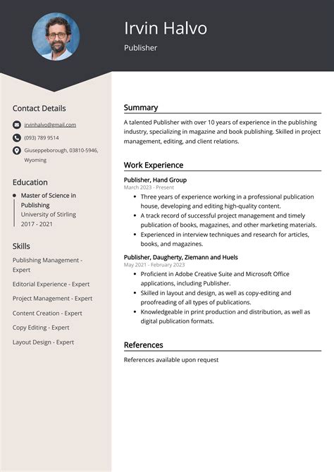 publisher resume   guide