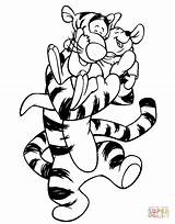 Coloring Tigger Piglet Pages Hugged sketch template
