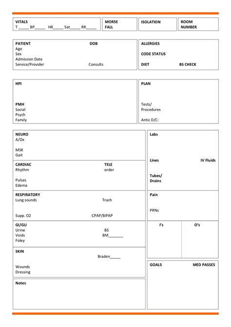 printable nursing report sheets