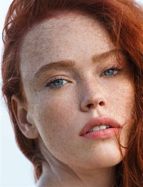 Freckled Red Ginger Haired Gal With Blue Eyes Light