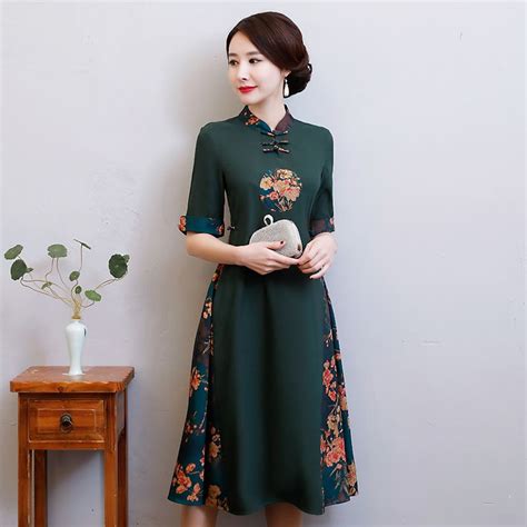 2018 Hot Sale Green Women Cheongsam Chinese Traditional Qipao Mandarin