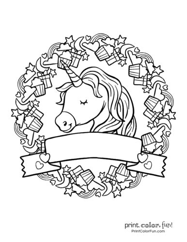 christmas unicorn coloring pages coloring home