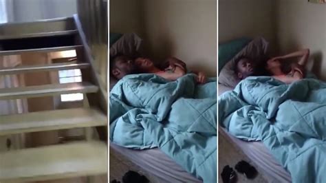 man catches cheating girlfriend in bed with another man and films the