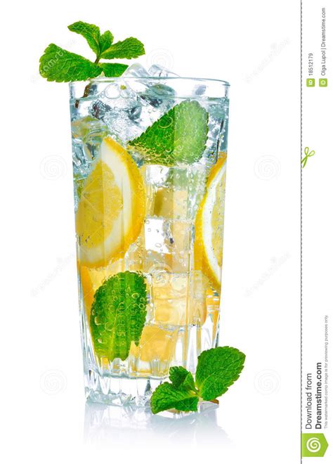 Glass Of Fresh Cool Water With Lemon Stock Image Image