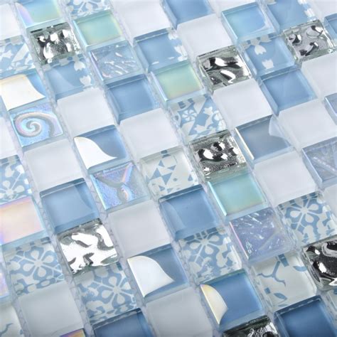 Tst Crystal Glass Tiles Blue Glass Mosaic Tile Iridescent