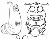 Larva Coloring Pages Kids Desenho Ten Kind Cute Top Beetle Yellow Brown Popular sketch template