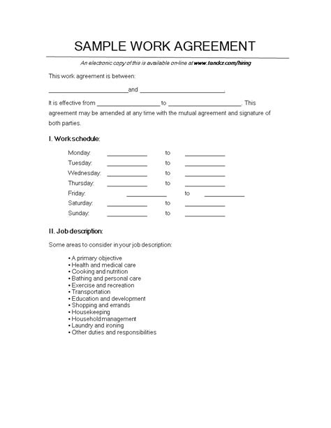 contract work agreement templates  allbusinesstemplatescom