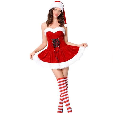 women santa claus costume sexy fashion christmas carnival party stage